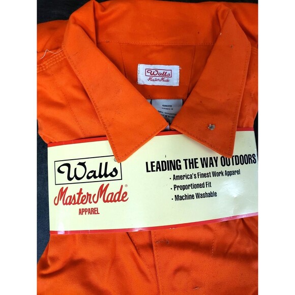 Walls Master Made Mens Coveralls Long Sleeve Snap Button Orange Size 58 Tall - Picture 2 of 2
